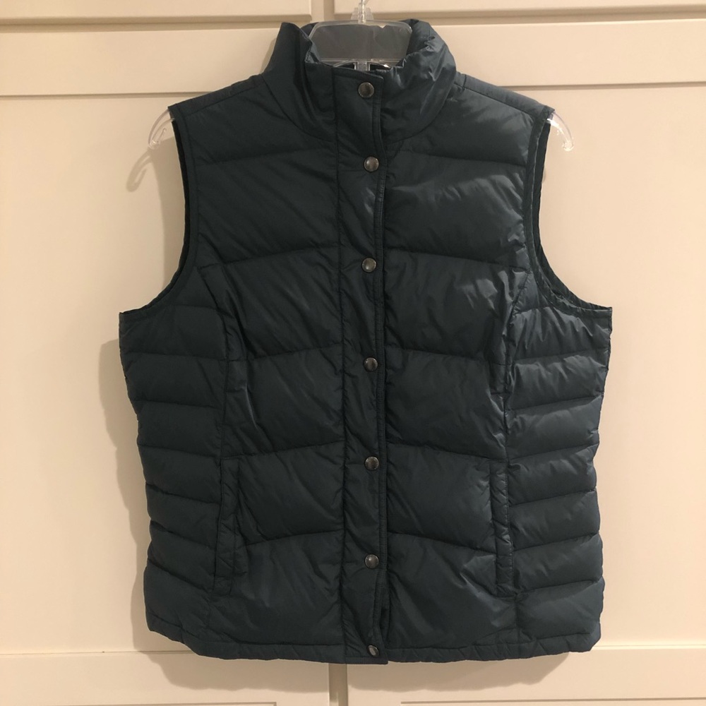Lands End Teal Down Vest Size M